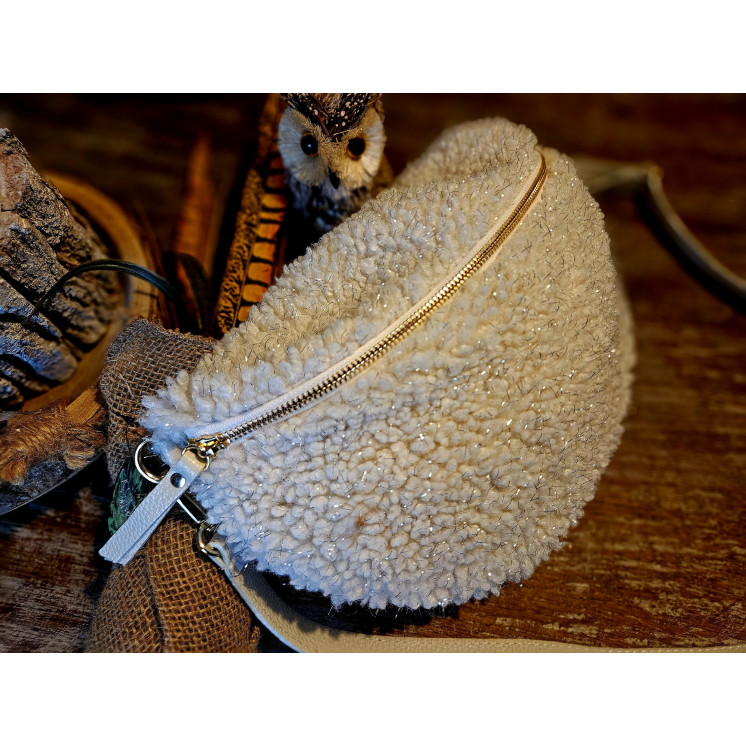 Grand sac banane bouclette fil lurex