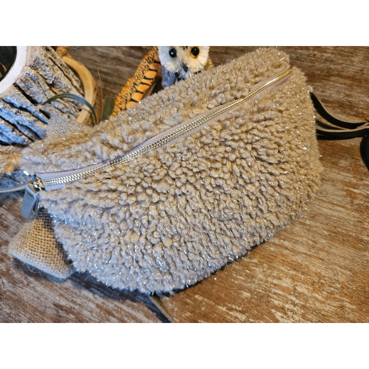 Grand sac banane bouclette fil lurex