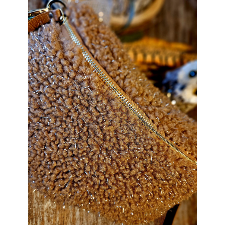 Grand sac banane bouclette fil lurex