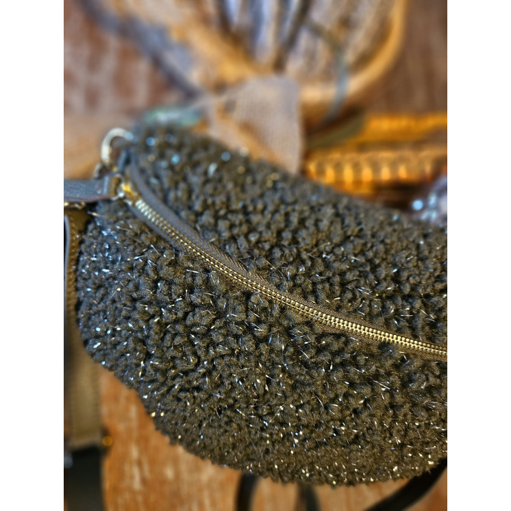 Grand sac banane bouclette fil lurex