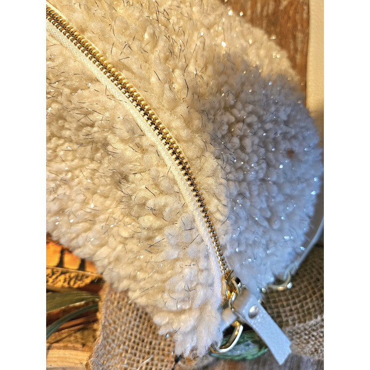 Grand sac banane bouclette fil lurex