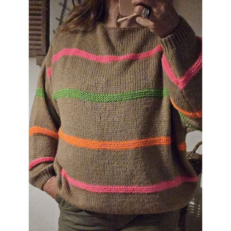 Pull rayures fluos