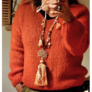 Pull grosse maille corail