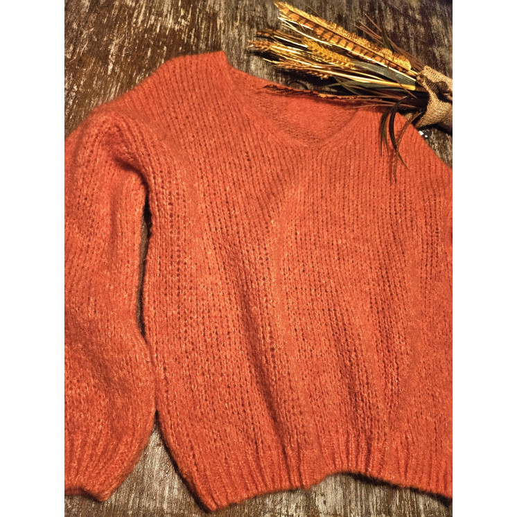 Pull grosse maille corail