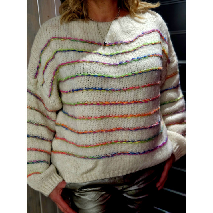 Pull rayures arc en ciel