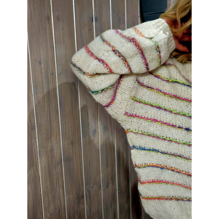 Pull rayures arc en ciel