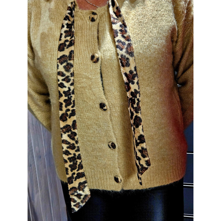 Gilet avec ruban velours léopard