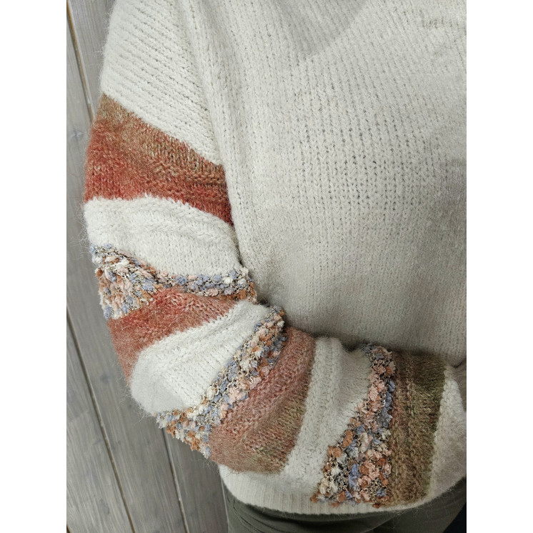 Pull manche coloré