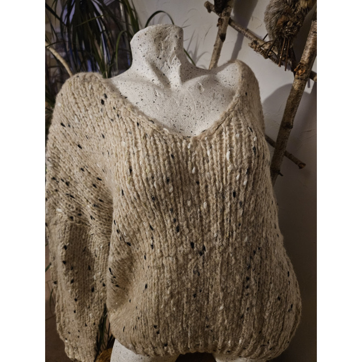 Pull grosse maille chiné