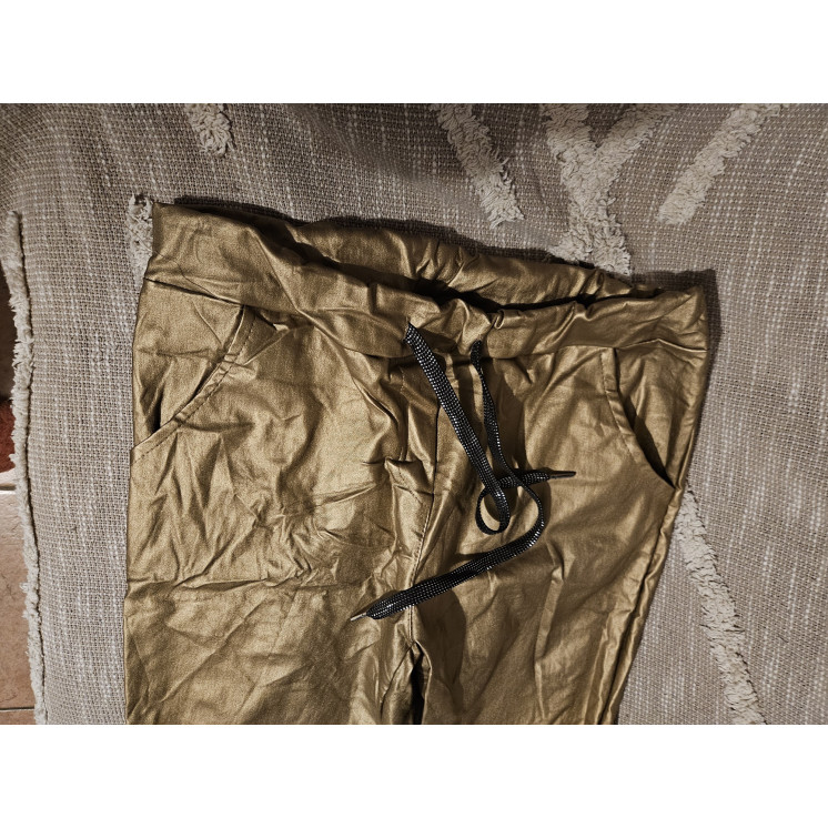 Pantalon taille élastique or