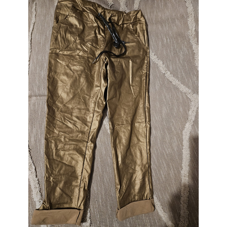 Pantalon taille élastique or
