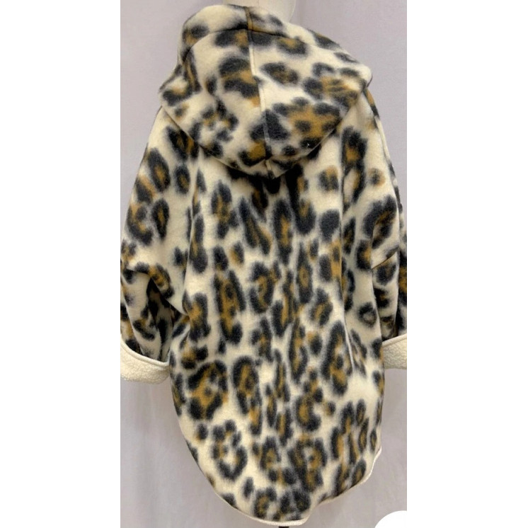 Manteau laine léopard -30%