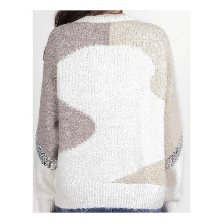 Pull tricolore et sequins