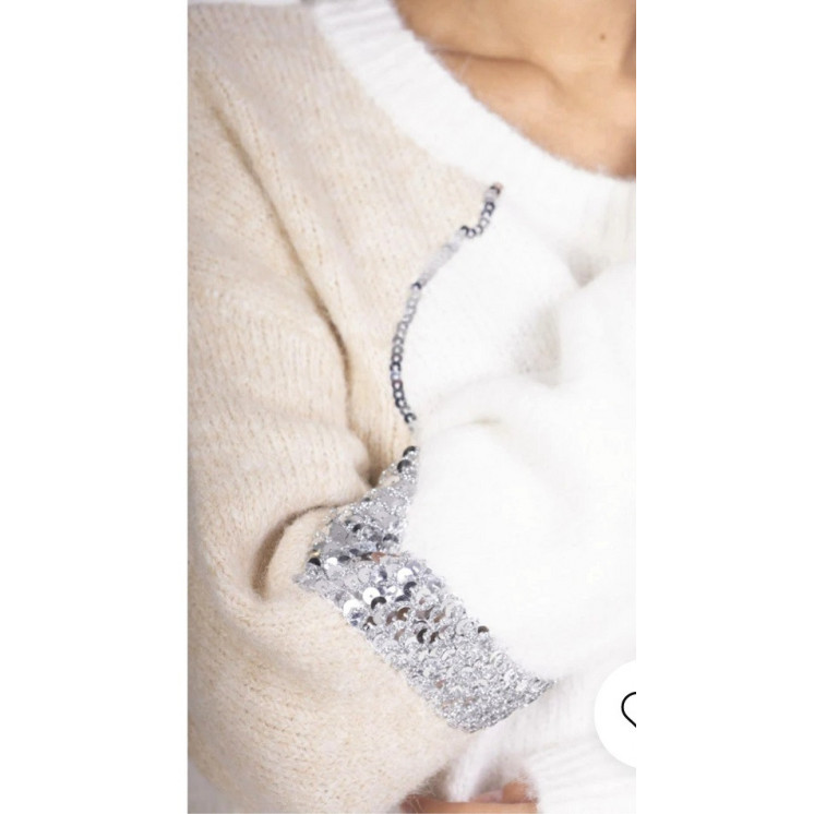 Pull tricolore et sequins