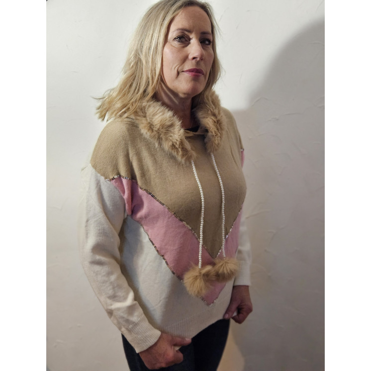 Pull capuche et fourrure