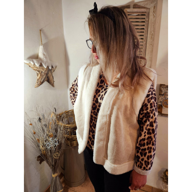 Gilet sans manche effet peau
