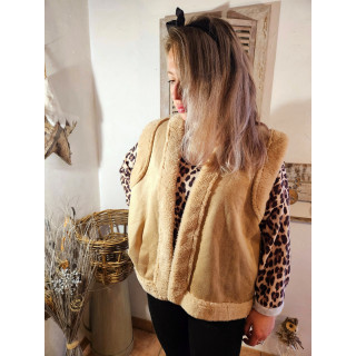 Gilet sans manche effet peau