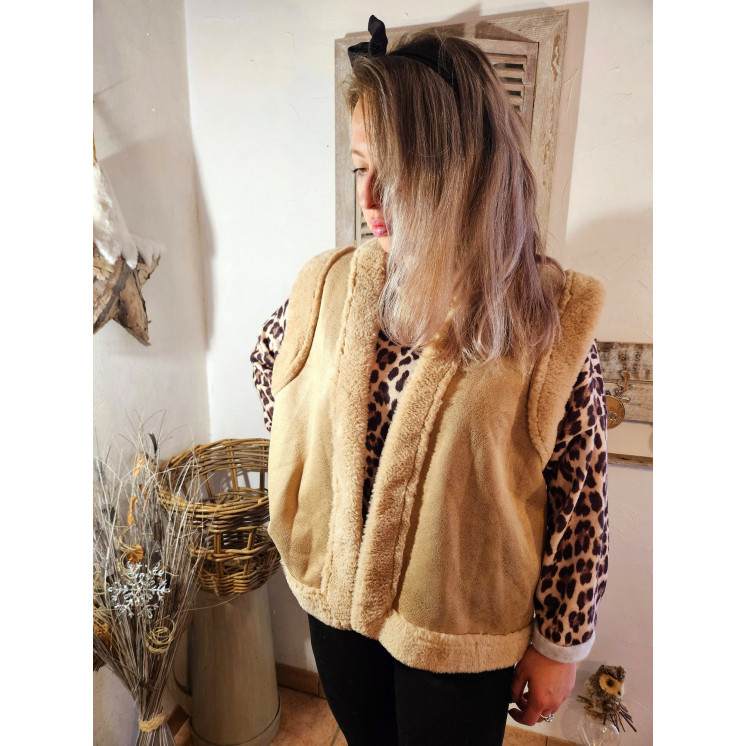 Gilet sans manche effet peau
