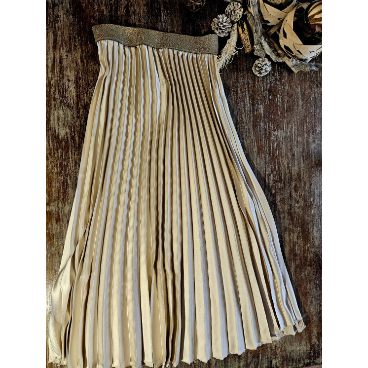jupe plissée beige doré