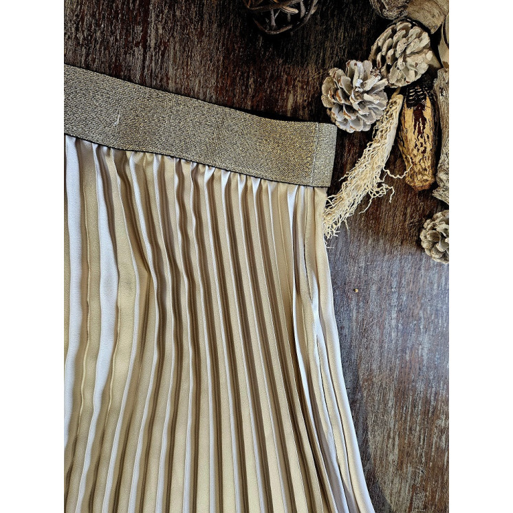 jupe plissée beige doré
