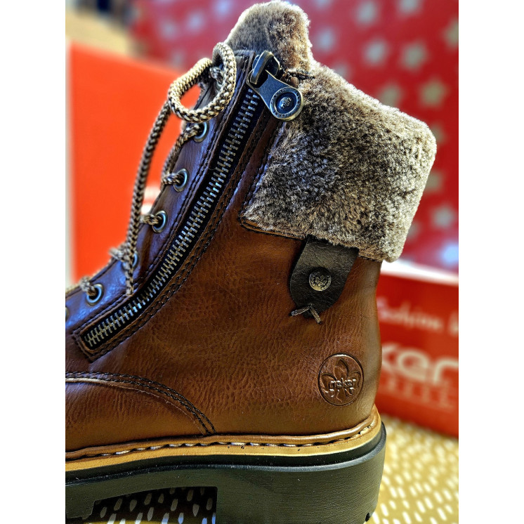 RIEKER Bottines fourrées simili cuir camel