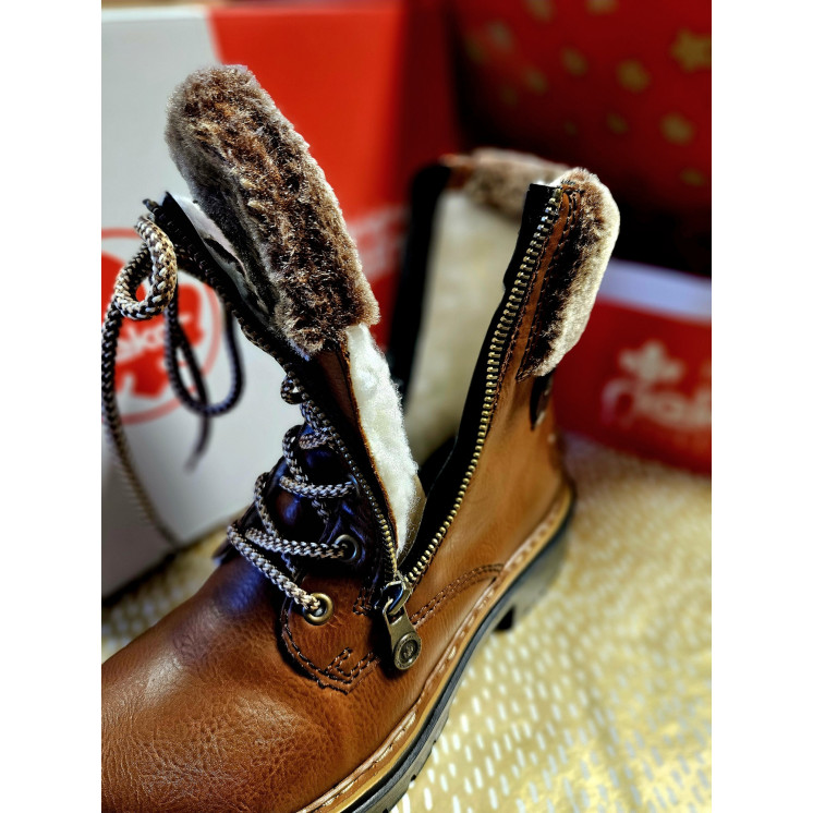 RIEKER Bottines fourrées simili cuir camel