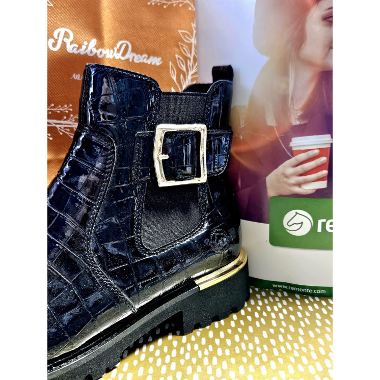 REMONTE Bottines noir vernis
