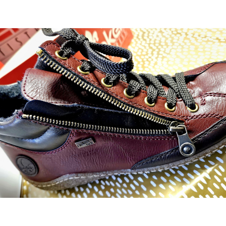 REMONTE basket bordeaux cuir et TEX