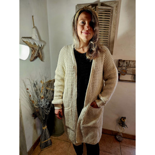 gilet long grosse maille