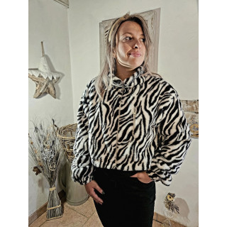 veste fourrure zébré