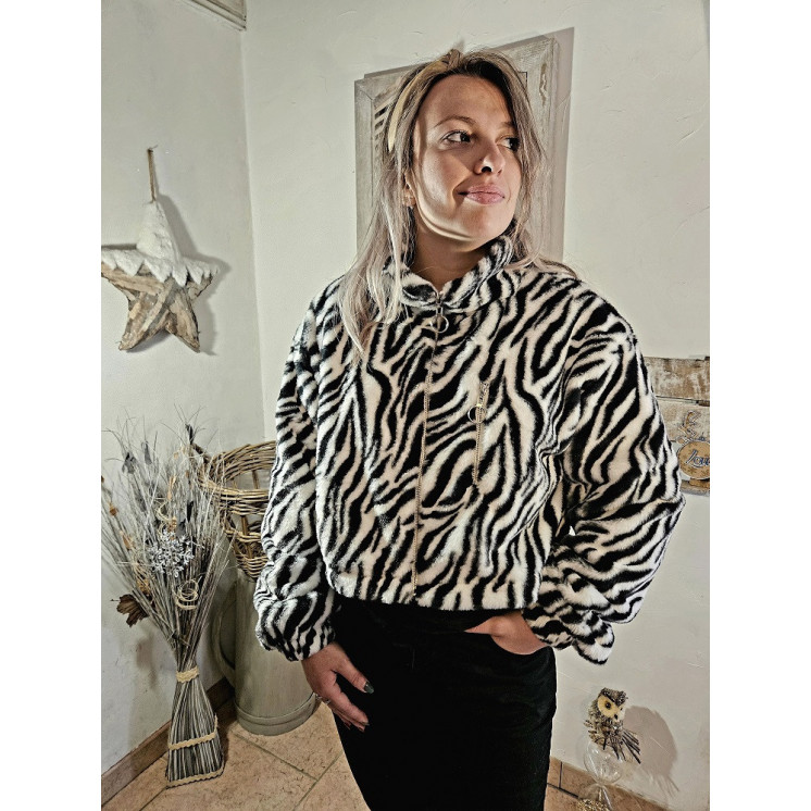 veste fourrure zébré -50%