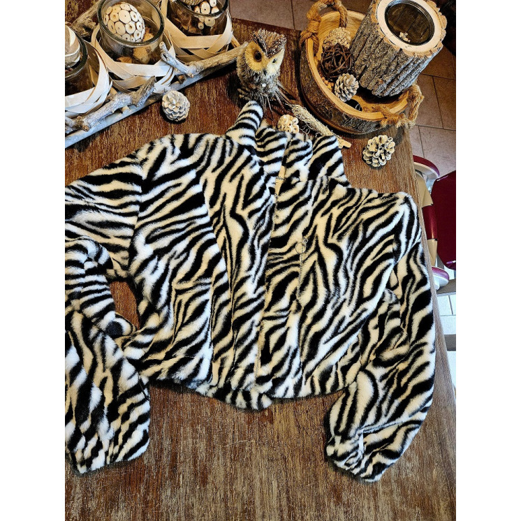 veste fourrure zébré -50%