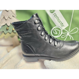 REMONTE bottines cuir lisse noir