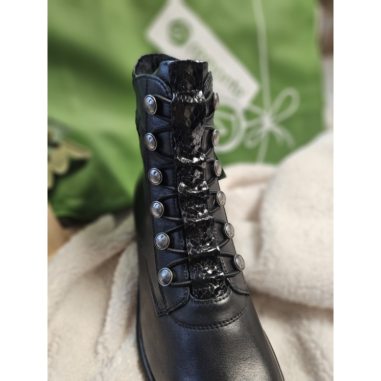 REMONTE bottines cuir lisse noir