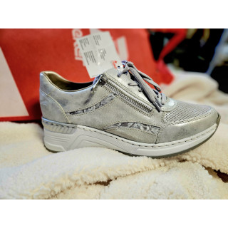 RIEKER baskets compensés cuir gris