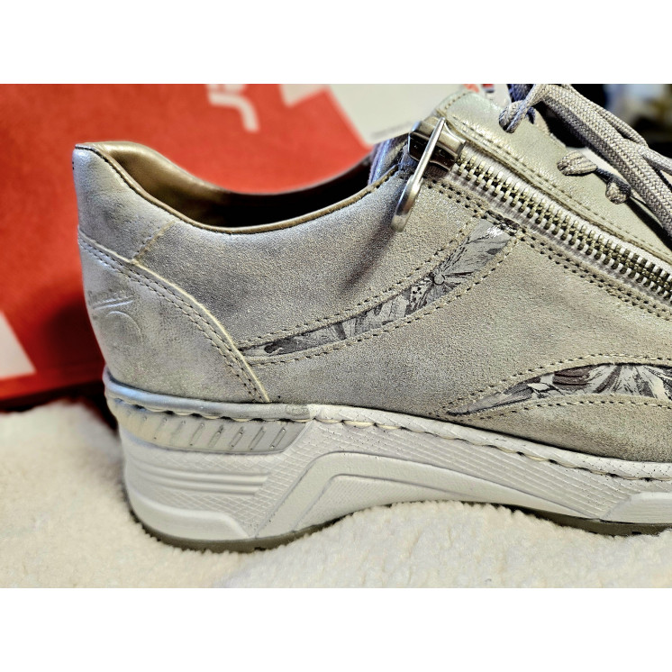 RIEKER baskets compensés cuir gris