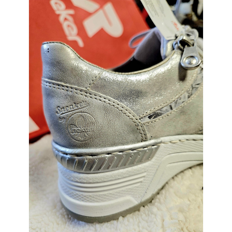 RIEKER baskets compensés cuir gris