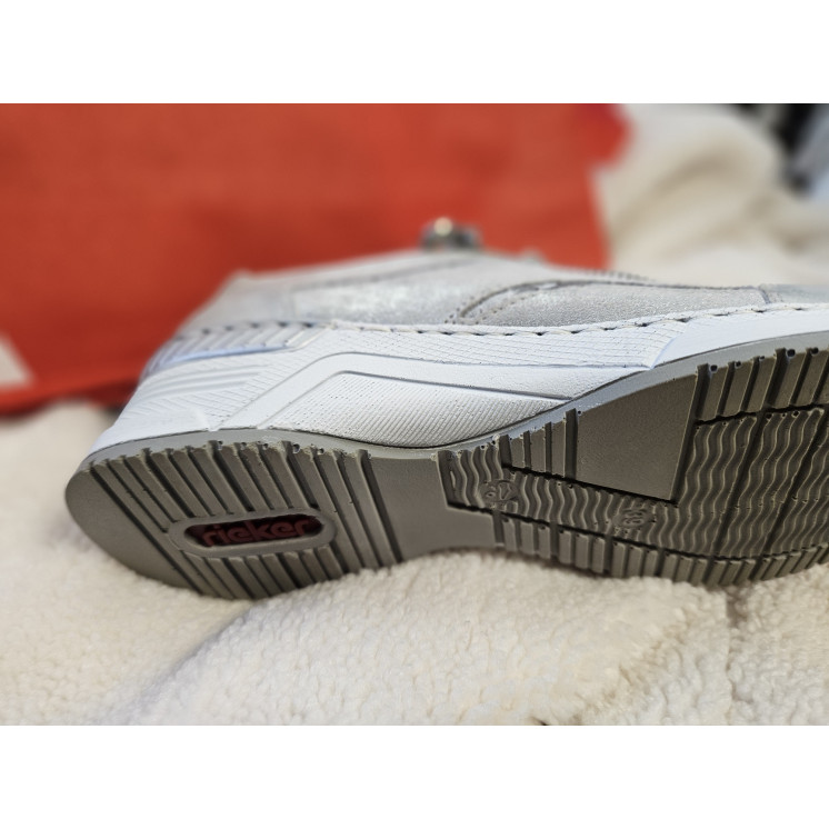 RIEKER baskets compensés cuir gris
